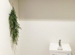 トイレに吊るした光触媒加工済みの造花
