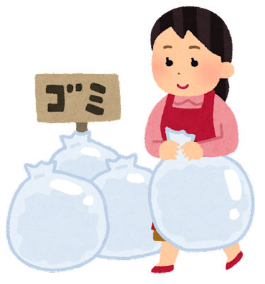 ゴミ出しする女性 ゴミ出しする女性