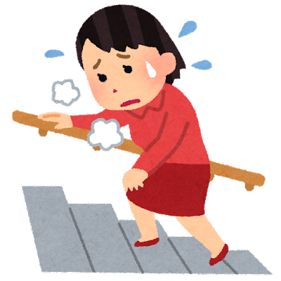 一生懸命階段を上る女性 一生懸命階段を上る女性