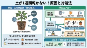 観葉植物の土が乾かない時の原因と対処法