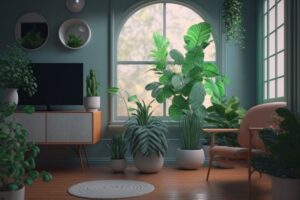 テレビ横に置いた観葉植物たち
