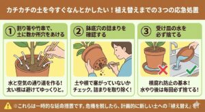 観葉植物の土のカチカチなときの応急処置方法